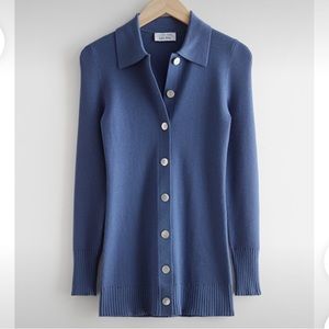 & Other Stories Blue Button-Up Cardigan